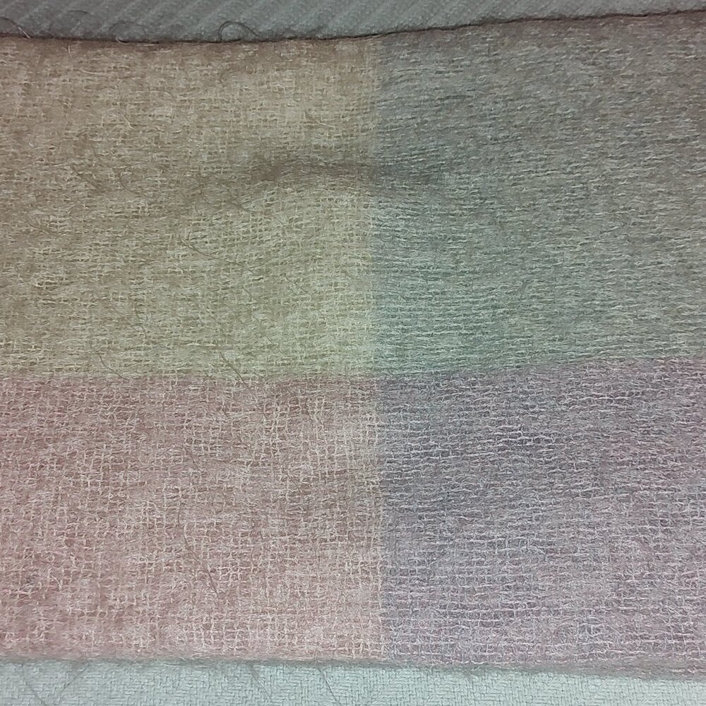 AVOCA HANDWEAVERS MOHAIR WOOL THROW IRELAND AQUA IVORY PINK SHADES 58 x 70 - Picture 5 of 6